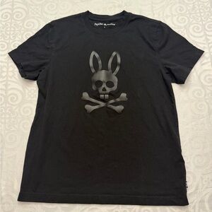 Psycho Bunny Black Short Sleeved Tee wSkull Bunny Design Size 5